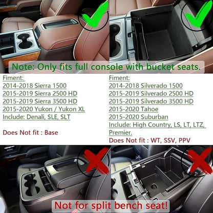 EDBETOS Center Console Organizer Tray Compatible with Chevy Silverado/GMC Sierra Accessories 2014-2018 and Chevy Tahoe Suburban/GMC Yukon 2015-2020 (Full Console w/Bucket Seats ONLY),Red