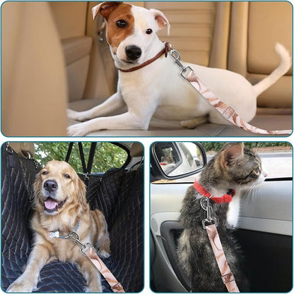 Adjustable pet cat and Dog car seat Belt，The Lanyard is Flexible and Adjustable from 20 to 33 inches(Golden Marble)
