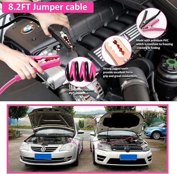 Car Emergency Kit with Portable Air Compressor - Roadside Emergency Kit for Vehicles, Winter Car Safety Roadside Assist Kit, Emergency Car Kit for Teen Girl and Ladies M-75