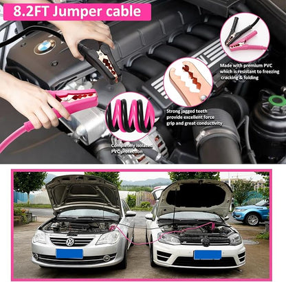 Car Emergency Kit with Portable Air Compressor - Roadside Emergency Kit for Vehicles, Winter Car Safety Roadside Assist Kit, Emergency Car Kit for Teen Girl and Ladies M-75