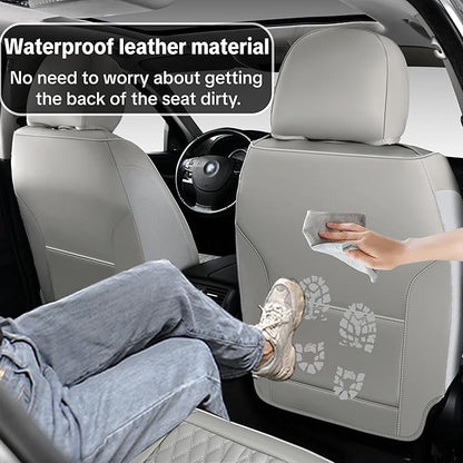 Light Gray Car Seat Covers, Universal Fit for Most Vehicles, Premium Waterproof Leather, Pet-Friendly Car Seat Covers with Lumbar Support, Slip-Resistant, Airbag-Compatible, Protects Car Interior