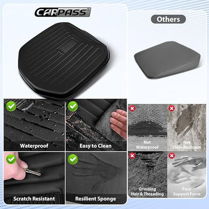CAR PASS Leather Car Seat Cushion, Comfortable Memory Foam Seat Cushions for Driving Waterproof Adult Booster Seat Cushion for Cars, Truck Driver Automotive SUV Office Chair, Hand-held, 3 Inches Black