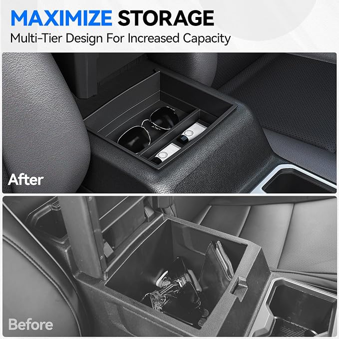 ELECFRESH 6PCS Set Center Console Organizer Tray for 2026 2025 2024 Toyota Tacoma Gen 4th Accessories, Glove Box Organizer Armrest Hidden Storage Box, Front & Rear Cup Holder with Insert Divider