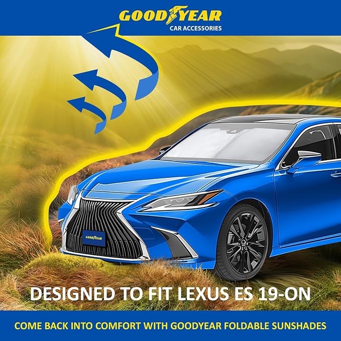 Goodyear Foldable Windshield Sunshade for Lexus ES 2019-2026, SUV car Accessories, Sunshade Cover, Sun Shade Car Windshield, Window Sun Blocker - GY008373