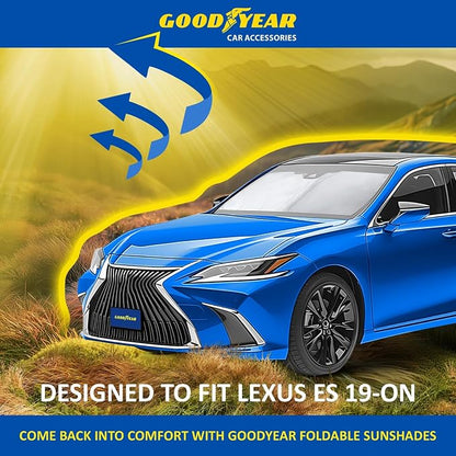 Goodyear Foldable Windshield Sunshade for Lexus ES 2019-2026, SUV car Accessories, Sunshade Cover, Sun Shade Car Windshield, Window Sun Blocker - GY008373