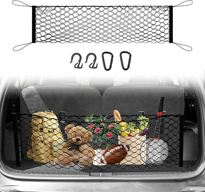 Canvcle Trunk Cargo Net for 2021-2025 2026 Kia Sorento Accessories Envelope Style Mesh Trunk Net Organizer and Storage Stretchable Adjustable Elastic Nylon Rear Cargo Netting with Hooks