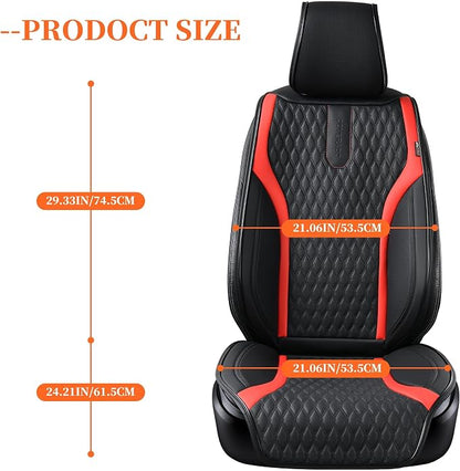 Coverado Front Seat Covers, 2PCs Seat Covers for Cars, Car Seat Cushion Waterproof Leather Car Seat Protector, Driver Seat Cover Universal Fit for Most Sedans SUV Truck Black&Red