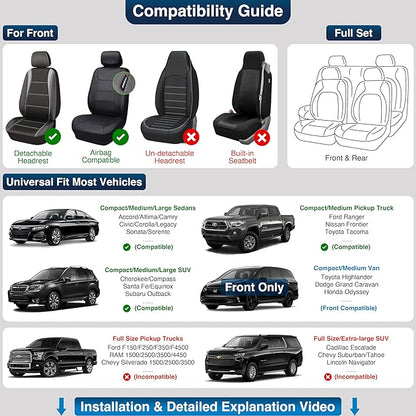 OASIS AUTO Car Seat Covers Front Seats, Sporty Honeycomb Waterproof Faux Leather Protectors, Universal Fit for SUV, Sedan, Truck Interior Accessories (OS-004 Black&Teal)