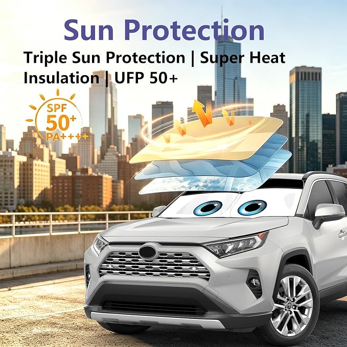 Gven Windshield Sun Shade for Toyota RAV4 2019-2022 2023 2024 2025 2026 Accessories Car Shades Front Windshield Sunshades UV Heat Protector (Toyota RAV4)