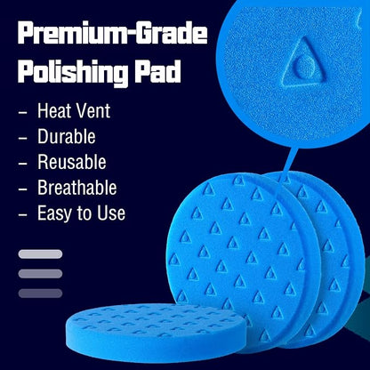 6 Inch Polishing Pad - 3Pcs Blue Polishing Pad - 6.5 Inch Face for 6 Inch 150mm Backing Plate - High-Density Buffing Sponge Pads for Car Buffer Polisher Compounding, Polishing & Waxing
