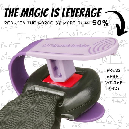 UnbuckleMe Car Seat Buckle Release Tool - Easy Opener Aid for Arthritis, Long Nails, Older Kids - Button pusher for infant, toddler, convertible 5 pt harness car seats - As Seen on Shark Tank (Purple)
