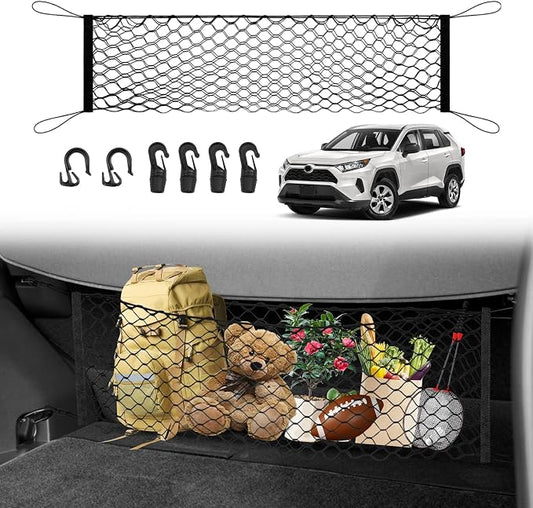 Karltys Cargo Net for Toyota RAV4 2019-2026 Trunk Net | Envelope Style Elastic Mesh Net | Heavy Duty Metal Hooks | Toyota RAV4 Accessories