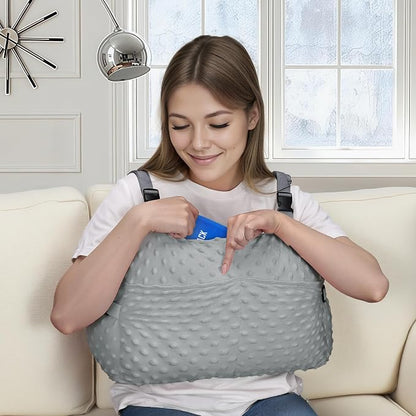 Post-Surgery Mastectomy Heart Chest Pillow with Pockets, Grey Comfort