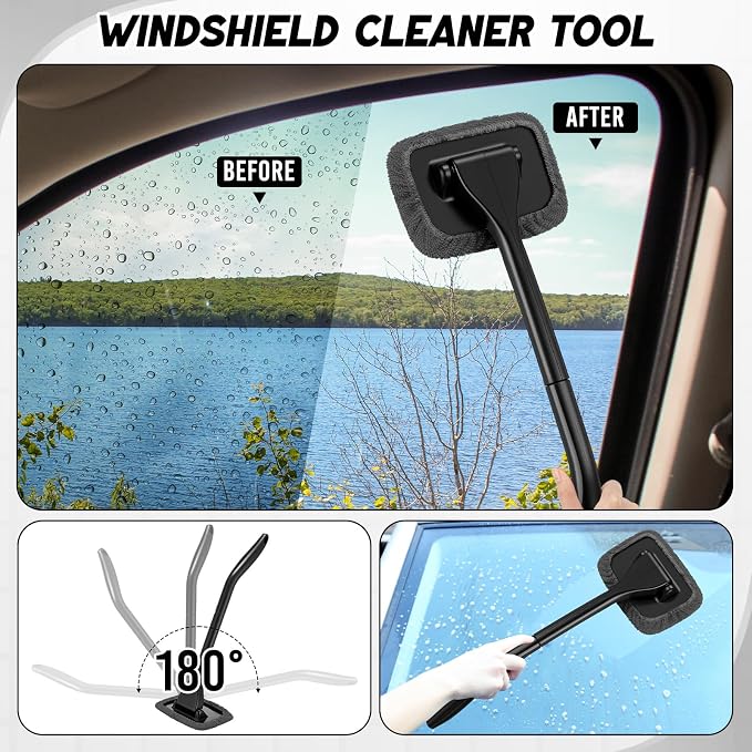 16 Pcs Windshield Cleaner Tool, Car Cleaning Kit with Various Detailing Brushes Set Spray Bottle Cleaner Towel Cleaning Gel Accessories Car Interior Detailing Kit for Windows Vents(Gray)