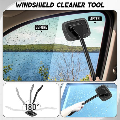 16 Pcs Windshield Cleaner Tool, Car Cleaning Kit with Various Detailing Brushes Set Spray Bottle Cleaner Towel Cleaning Gel Accessories Car Interior Detailing Kit for Windows Vents(Gray)