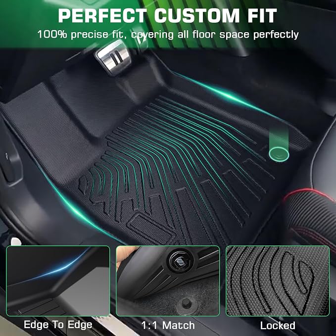 Floor Mats for Chevy Traverse 2007-2017 | 2008-2017 Buick Enclave | 2007-2017 GMC Acadia | 2007-2010 Saturn Outlook All Weather Custom Fit TPE Floor Liners for Traverse 1st, 2nd and 3rd Row