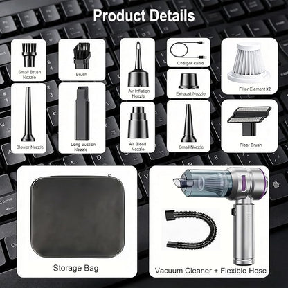 Handheld Car Vacuum Cordless, 22000Pa High Power Car Vacuum Cleaner and Air Duster, 2026 Upgrade 4-in-1 Car Vacuum Portable Cordless with 10 Multi-Nozzles for Small Jobs, Car, Home, Desk, Keyboard