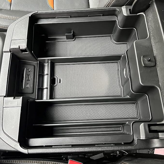 Center Console Organizer Compatible with 2020-2023 Silverado/Sierra 2500/3500HD/ 2019-2022 Chevy Silverado 1500 / GMC Sierra 1500 Accessories - Full-Coverage Insert Tray, ABS material Black