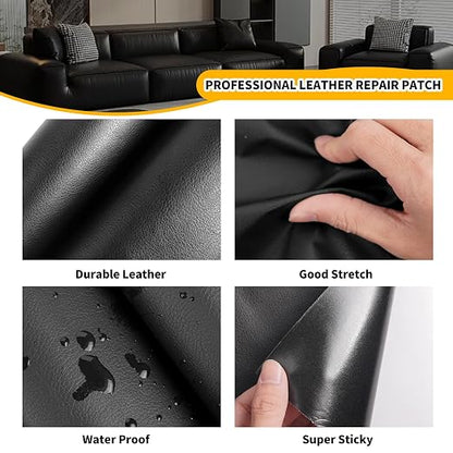 JuCheng Leather Repair Kit -Leather Repair Patch Self-Adhesive Waterproof Patch & Glue for Furniture, Car Seats, Sofa, Couch, Vinyl - Instant Fix for Tears & Scratches (Coffee, 17X79 inch)