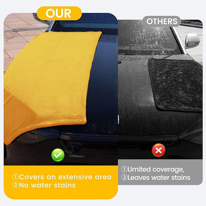 PUGPIU Microfiber Car Drying Towel Extra Large Super Absorbent 48"X24", 1400 GSM Flash Detail Car Wash Drying Towel Edgeless with Two Sided Soft Twisted-Loop, No Water Spots Streaks for Cars (Yellow)