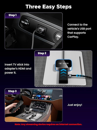 2-in-1 Wireless CarPlay Adapter & Car TV Mate Pro 2026 [Metal & Glass Case] Convert Wired to Wireless Car Play with HDMI Input for TV Stick, Screen Mirroring & Streaming, Fit for 2016+ Cars -Black