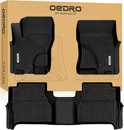 OEDRO Floor Mats Fit for 2008-2021 Nissan Frontier Crew Cab, TPE All Weather Custom Fit Floor Liners for Frontier Accessories, Automotive 1st & 2nd Row Car Mats Set, Black