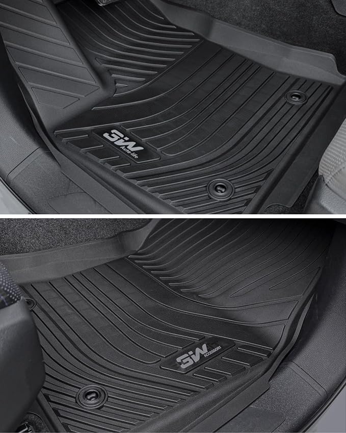 3W Floor Mats for 2024 2025 2026 Toyota Grand Highlander 7 Seat with Subwoofer (Include Hybrid), Trunk Mat Cargo Liner, and Seat Back Covers TPE All Weather, Black(Not for Hybrid MAX Model)