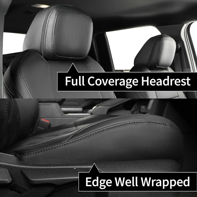 coverdream Front Tacoma Seat Covers for 2024-2026 Toyota Tacoma SR,SR5,TRD Sport,TRD Off-Road,Limited Truck,Fully Covered,Luxury Waterproof Leather Car Seat Protector (Front Row Only,Black & Diamond)
