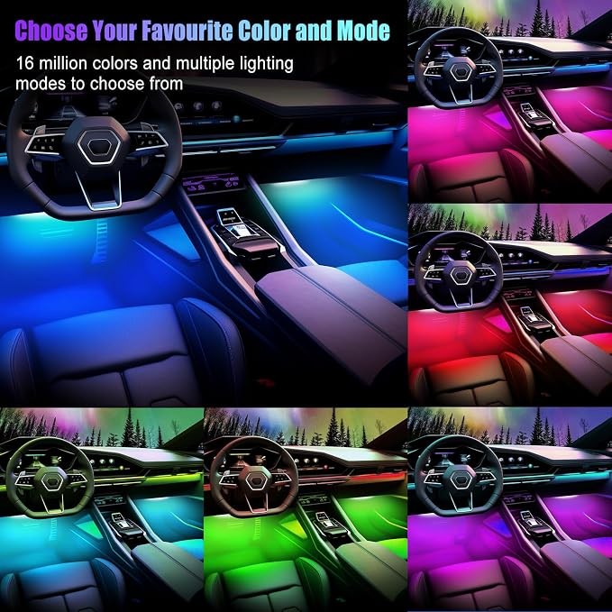 Honalia Car Lights Interior, LED Lights for Car Interior with APP Control, Truck Inside Lights with DIY Mode and Music Mode, Ambient Lighting for Men, DC 12V