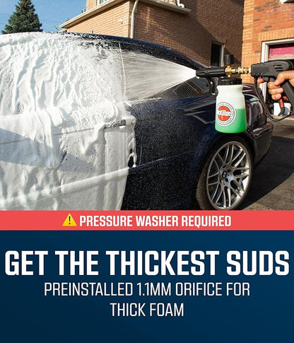 McKillans Foam Cannon for Pressure Washer (Wide Mouth) - Car Wash Snow Foam Cannon Lance Pressure Washer Soap Dispenser for Car Washing with Adjustable Thick Foam + 1/4 Quick Connector