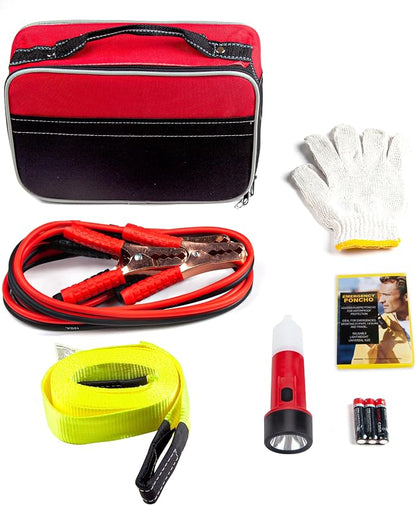 Heavy Duty and Portable Travelers Auto Safety Kit for Roadside Emergencies