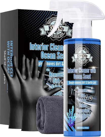 Car Cleaner Interior, Leather Cleaner Upholstery Interior Ceaning Kit Carpet Dashboard Shiny Car Stuff for Vinyl,Plastic,Fabric,Carpet & More,Ocean Scent