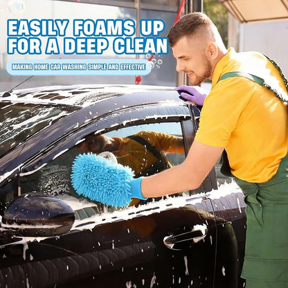 24 Pack Car Wash Mitt Bulk Microfiber, 10'' x 8'' Chenille Car Wash Mitt Gloves, Scratch Free Double Sided No Lint No Marks for Truck SUV and All Vehicle Surfaces (Blue)