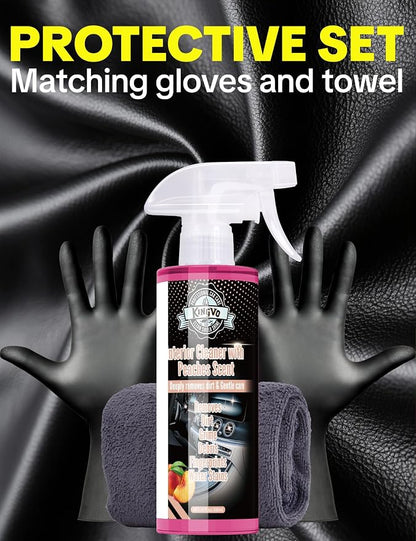 Car Interior Cleaner Spray, Multipurpose Leather Seat Cleaner Upholstery Car Cleaning Kit Auto Dashboard Vinyl Detailing Supplies Kit,Peach Scent