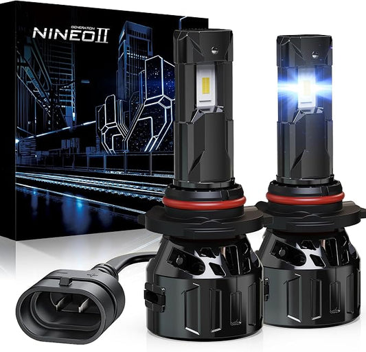 NINEO 9005 Bulbs, 9005 Fog Lights, [2025 Upgrade] 600% Brighter 6500K White, Fan-Cooled, No Flicker, Plug & Play, Driving or Fog Light, 2 Pack