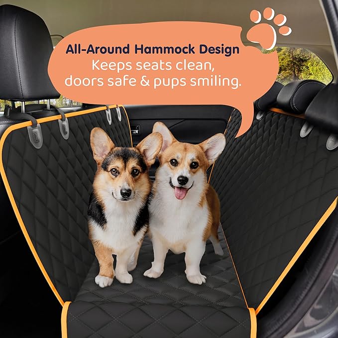 Petloox Dog Car Seat Cover for Back Seat, Waterproof Hammock for Car, SUV & Truck, Non-Slip Backseat Cover for Dogs, Heavy-Duty Dog Hammock Style Seat Protector Pets, Easy to Install & Clean