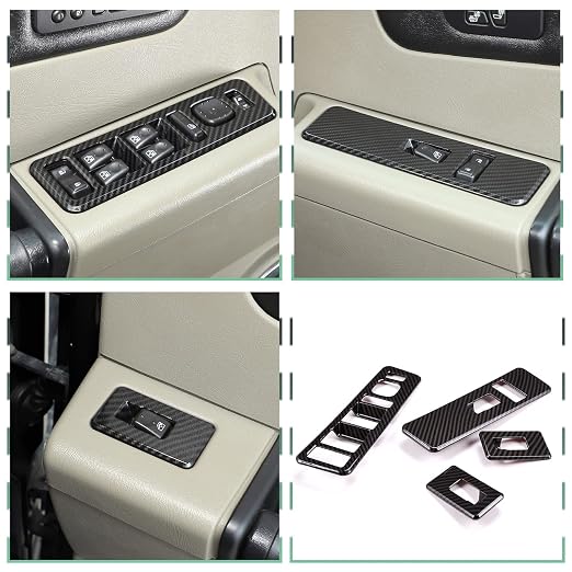Inner Window Switch Panel Cover for Hummer H2 2003-2007,Window Lift Switch Cover Interior Button Trim Kit,1 Set of 4,Interior Accessories (Carbon Fiber Style)