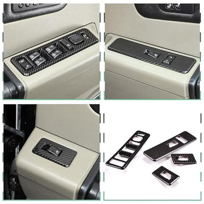 Inner Window Switch Panel Cover for Hummer H2 2003-2007,Window Lift Switch Cover Interior Button Trim Kit,1 Set of 4,Interior Accessories (Carbon Fiber Style)