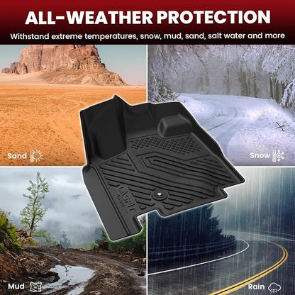 LASFIT Floor Mats for Dodge Grand Caravan 2008-2020 & Chrysler Town & Country 2008-2016 (Stow’n Go Only) 7-Seater All Weather TPE Car Mats 1st, 2nd and 3nd Row Full Set Floor Liners, Black
