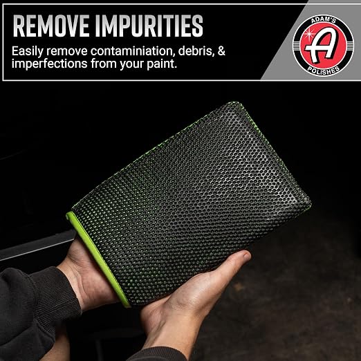 Adam's Clay Mitt (Green, 2pk) - Car Detailing Medium Grade Clay Mitt Glove Quickly Removes Debris from Your Vehicle Exterior Paint, Glass, Wheels, Chrome & More