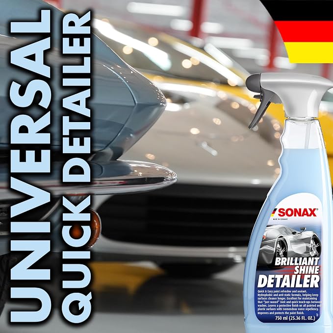 SONAX Brilliant Shine Detailer 287400 | High-Gloss Quick Detailer | Enhances Paint Shine, Luster & Slickness | Water-Repellent Protection | Waterless Wash | Removes Dust & Light Contaminants | 750ml