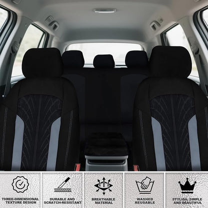 Car Seat Cover Full Set for Women with Floor Mats,3D Air Mesh Car Seat Cover with 5mm Composite Sponge Inside,Universal Fluffy Steering Wheel Cover, Accessories Full (Blake)