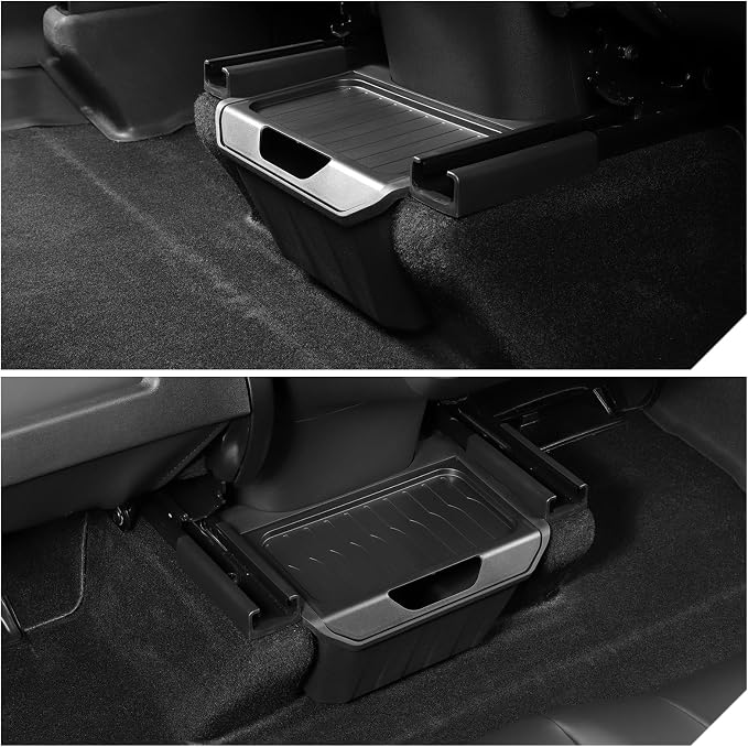 LUCKEASY Rear Center Console Organizer for Tesla Model Y 2021-2024 (Not fit Juniper 2025+) 2nd Row Under Floor Storage Box TPE Connected With ABS Lid Waterproof Model Y Rubbish Bin Anti-scratching