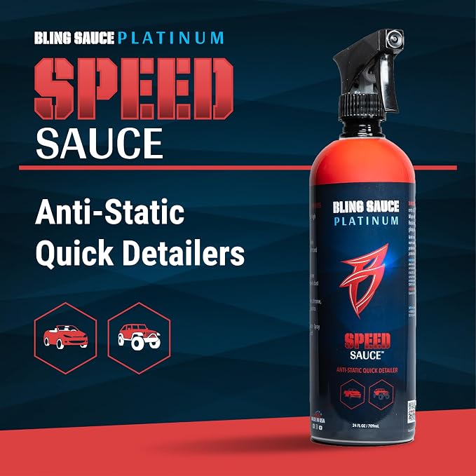 Bling Sauce Platinum Speed Sauce, Cherry Scent, Anti-Static Quick Detail Spray for Cars, Trucks, SUVs, 24oz.
