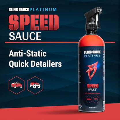 Bling Sauce Platinum Speed Sauce, Cherry Scent, Anti-Static Quick Detail Spray for Cars, Trucks, SUVs, 24oz.