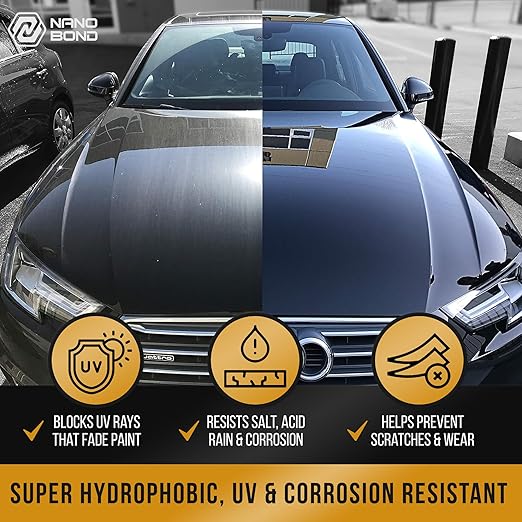 Nano Bond Ceramic Coating 9H PRO (60ML), Car, Plastic, Glass, and Wheel Exterior Care Product kit, Hydrophobic, Long Lasting Professional Care, High Gloss Paint Shine, Automotive Polishing Sio2