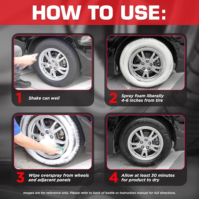 Black Magic 120269 Tire Wet Foam - Specially Formulated Thick Tire Spray Foam Clings to Tires to Dissolve & Clean Dirt while Shining & Protecting, 18 Fl. Oz. (Pack of 2)