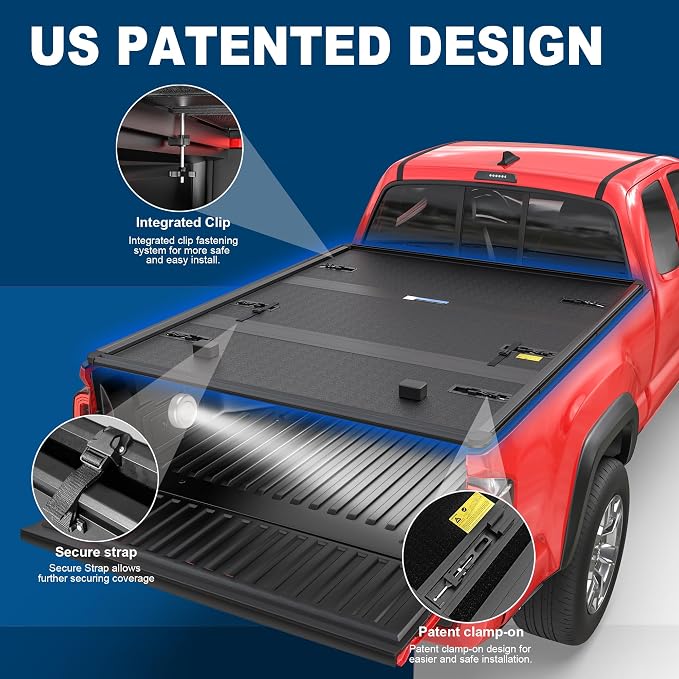 MOSTPLUS Tri Fold Fiberglass Truck Bed Tonneau Cover Compatible for 2007-2013 Toyota Tundra 5.5 FT-66 inch Bed