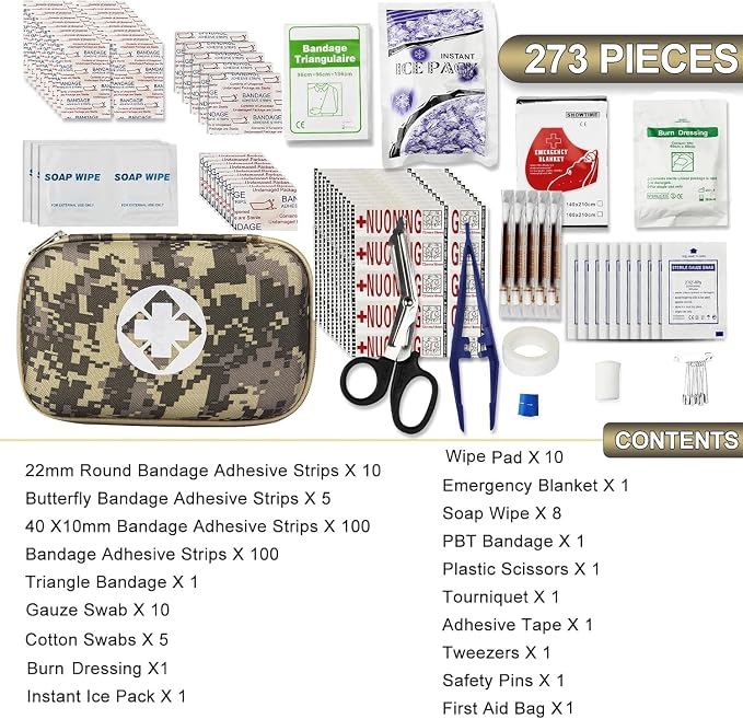 Car-Home Survival First-Aid Kit Emergency-Kit - Camouflage 277Pcs Equipment Travel Supplies Home Camping Hiking YIDERBO