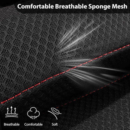 CAR PASS Air Mesh Leather Car Seat Covers Front Seats, Breathable Two Front Seat Covers for Cars, Comfortable Universal Fit for SUV Truck Sedan Automotive, Anti-Slip Airbag Compatible,Black and Red